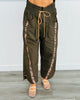 Khaki Cheetah Side Stripe Windbreaker Pants (Reg.)