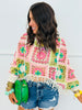 POL Pink & Green Crochet Fringe Top (Reg.)