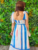 Blue Multi Striped Tie Strap Midi Dress (Reg & Plus)