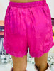 Hot Pink Satin Jacquard Lace Trim Shorts (Reg.)