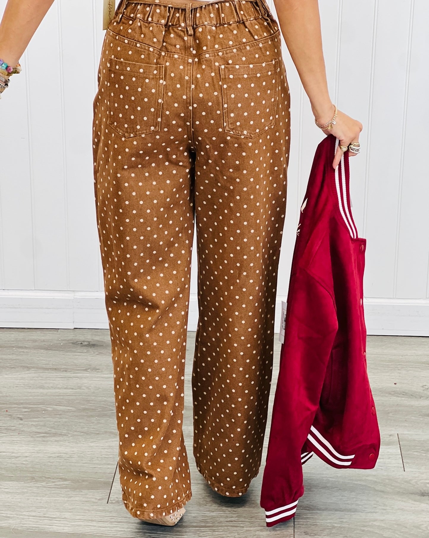 Brown/Cream Polka Dot Blouse & Pants Set (Reg.)