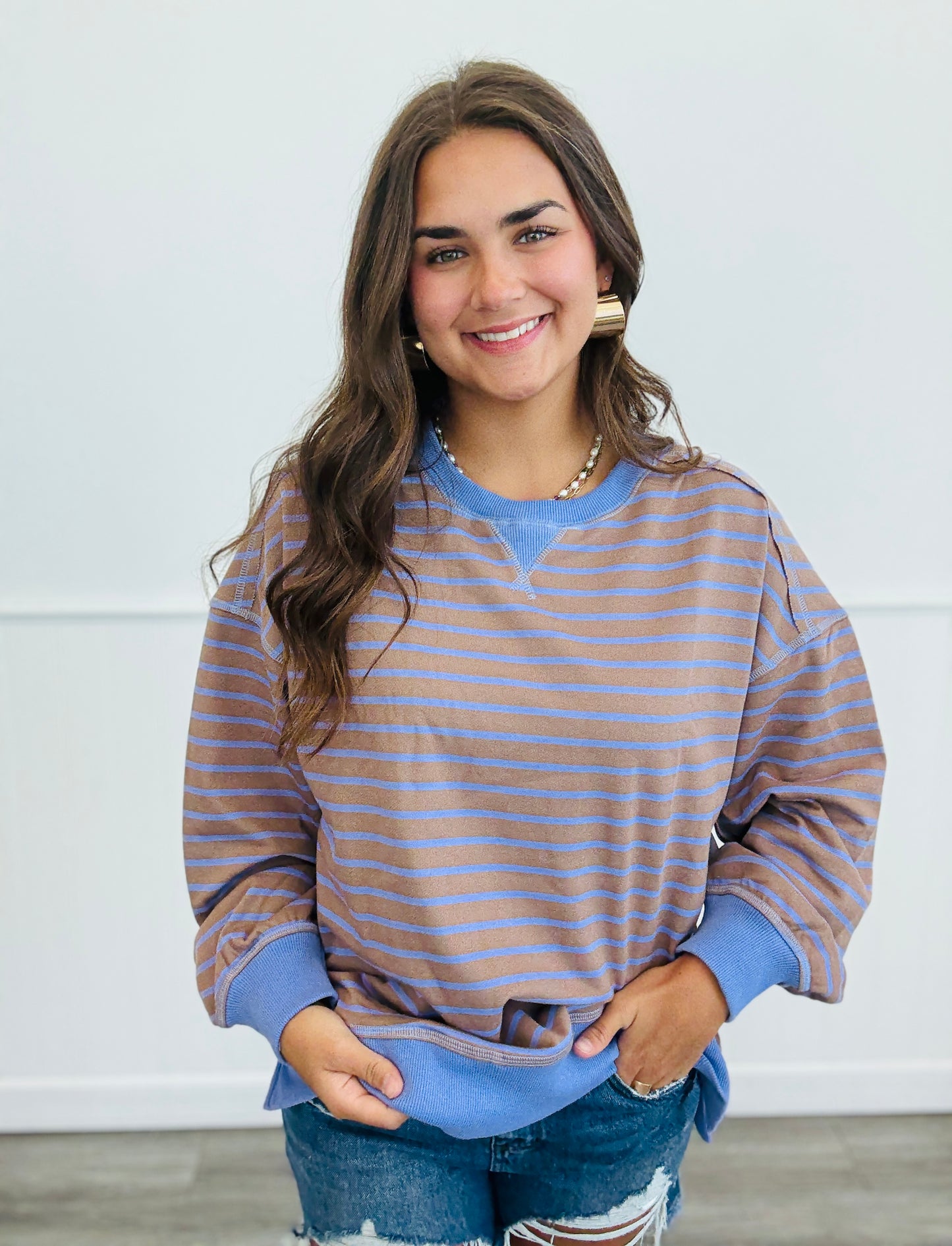 Create Comfort Striped Boxy Sweatshirt (Reg.)-3 Colors