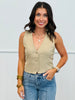 V-Neck Button Down Vest Top (Reg.) - 3 Colors
