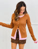 Brown/Pink Double Layer Button Up Cardigan (Reg.)