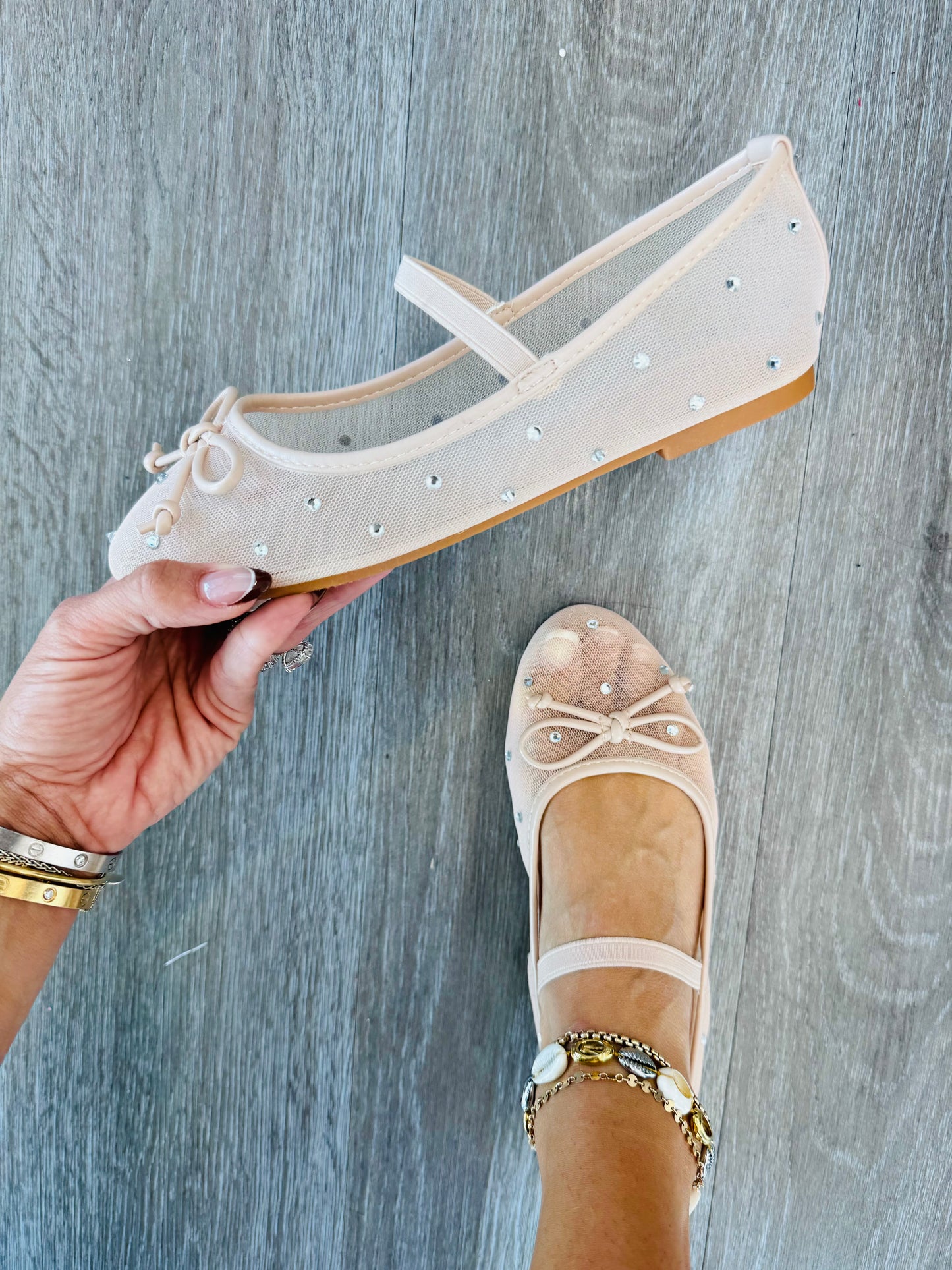 Nude Be Extravagant Mesh Ballet Flat