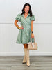 Sage Faux Leather Puff It Up Mini Dress (Reg)
