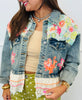 POL Washed Denim Floral Fantasy Button Up Jacket (Reg.)