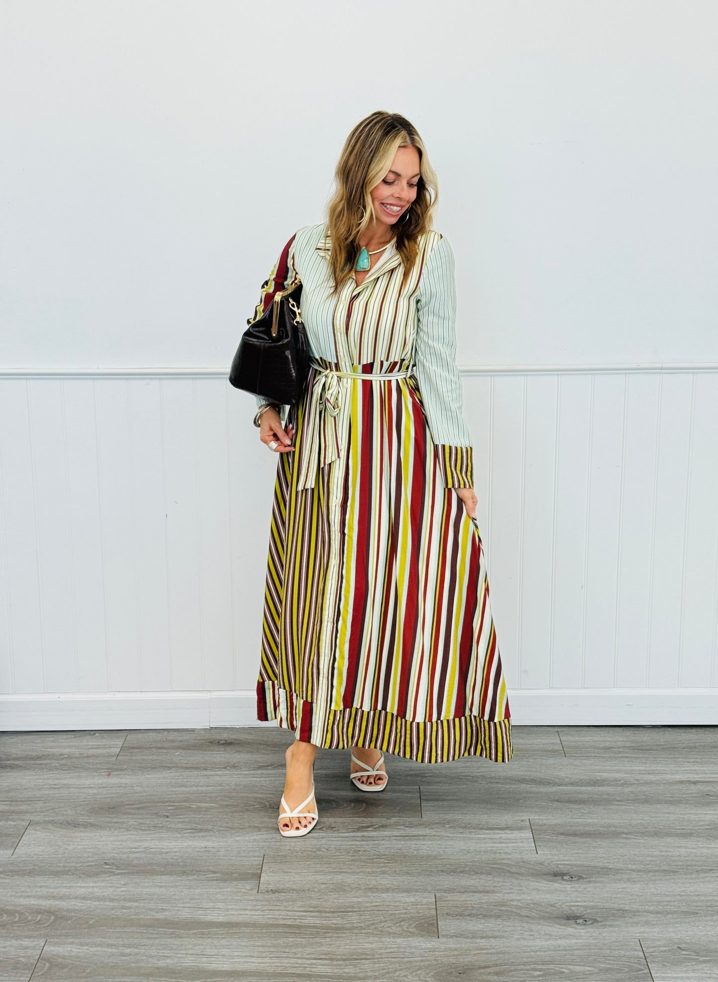 Multi Striped Button Down Maxi Dress (Reg.)