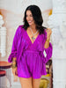 Ruffled Smocked Neck Metallic Romper (Reg.) - 2 Colors