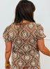 Brown Embroidered Linen Blouse (Reg & Plus)