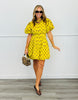 Chartreuse Polka Dot Balloon Mini Dress (Reg.)