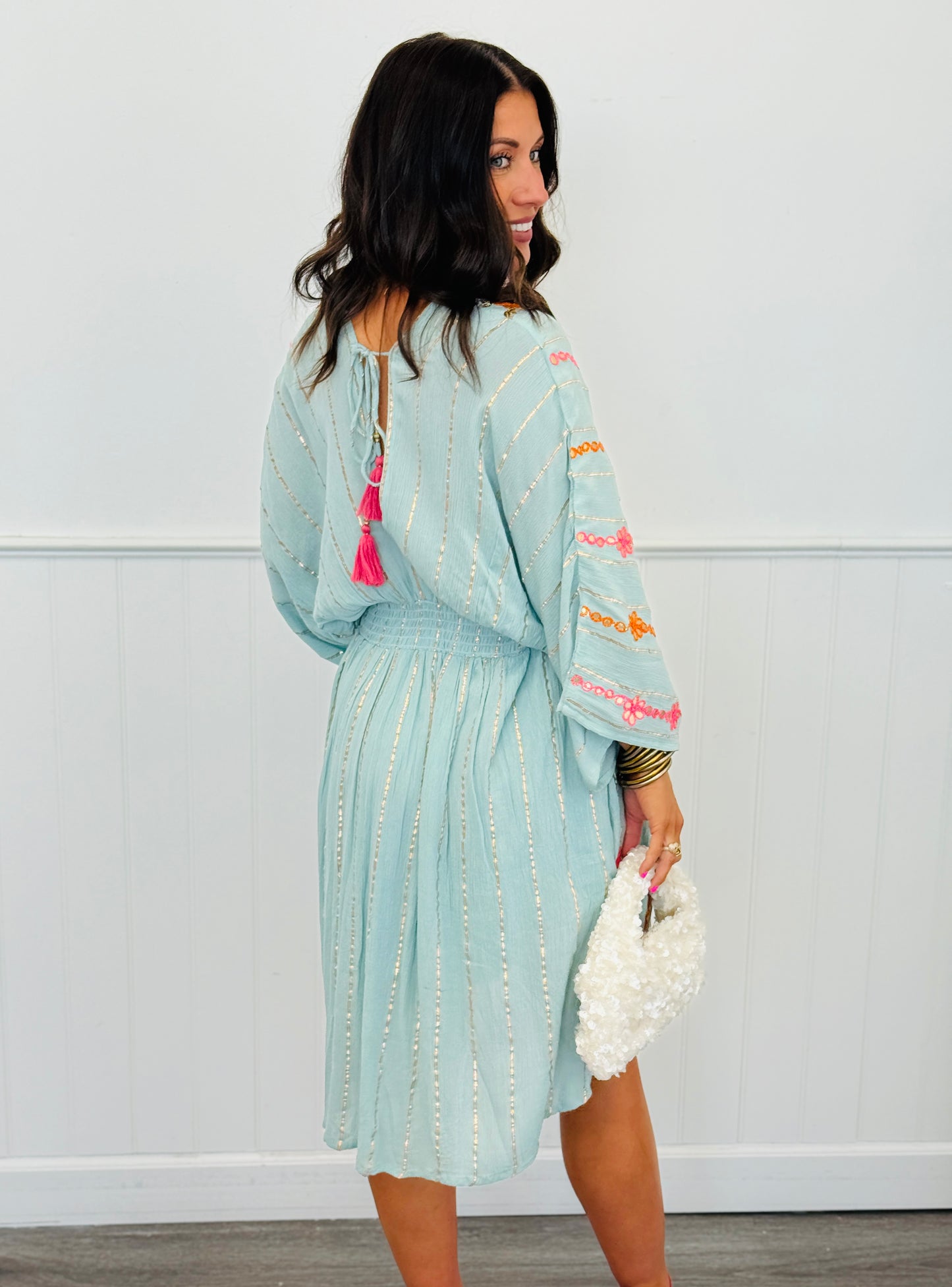 POL Seafoam Goddess Embroidered Mini Dress (Reg.)