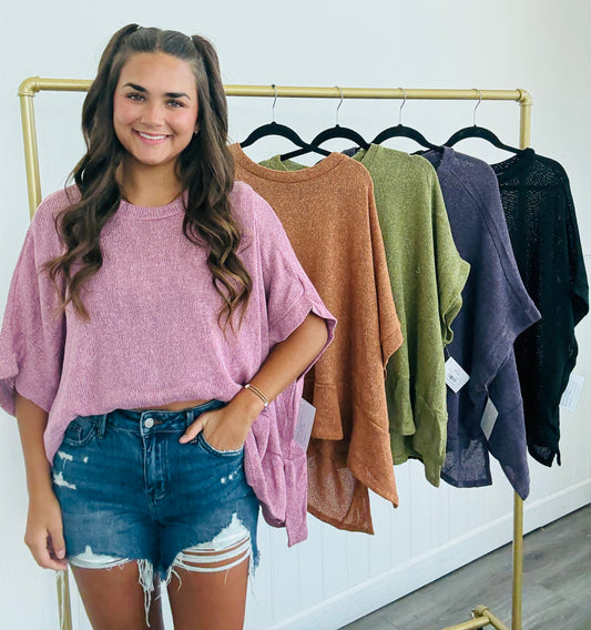 Dear Scarlett Flowy Fit Poncho Top (Reg. and Plus) - 5 Colors