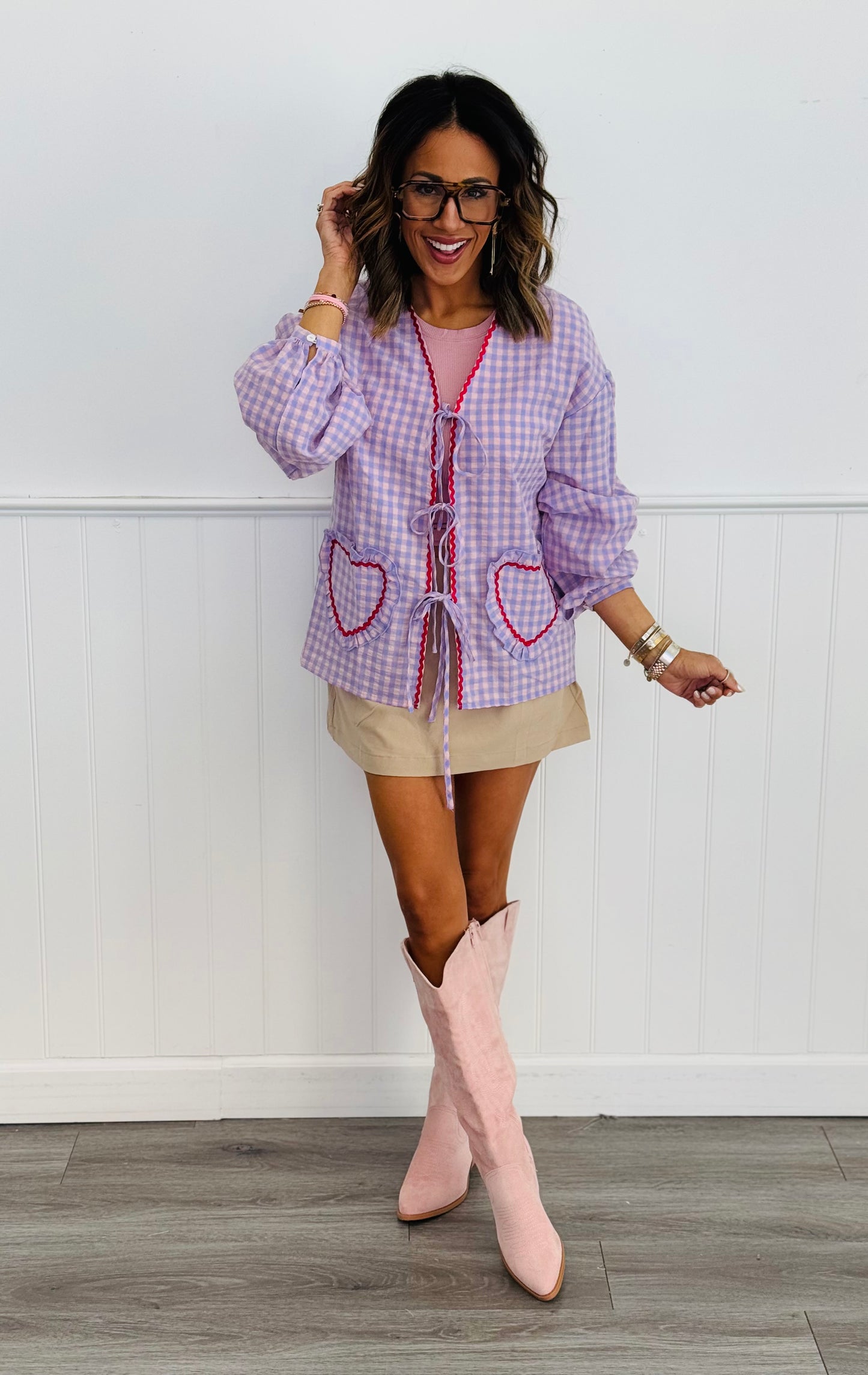 Lavender Gingham Heart Top (Reg. & Plus)