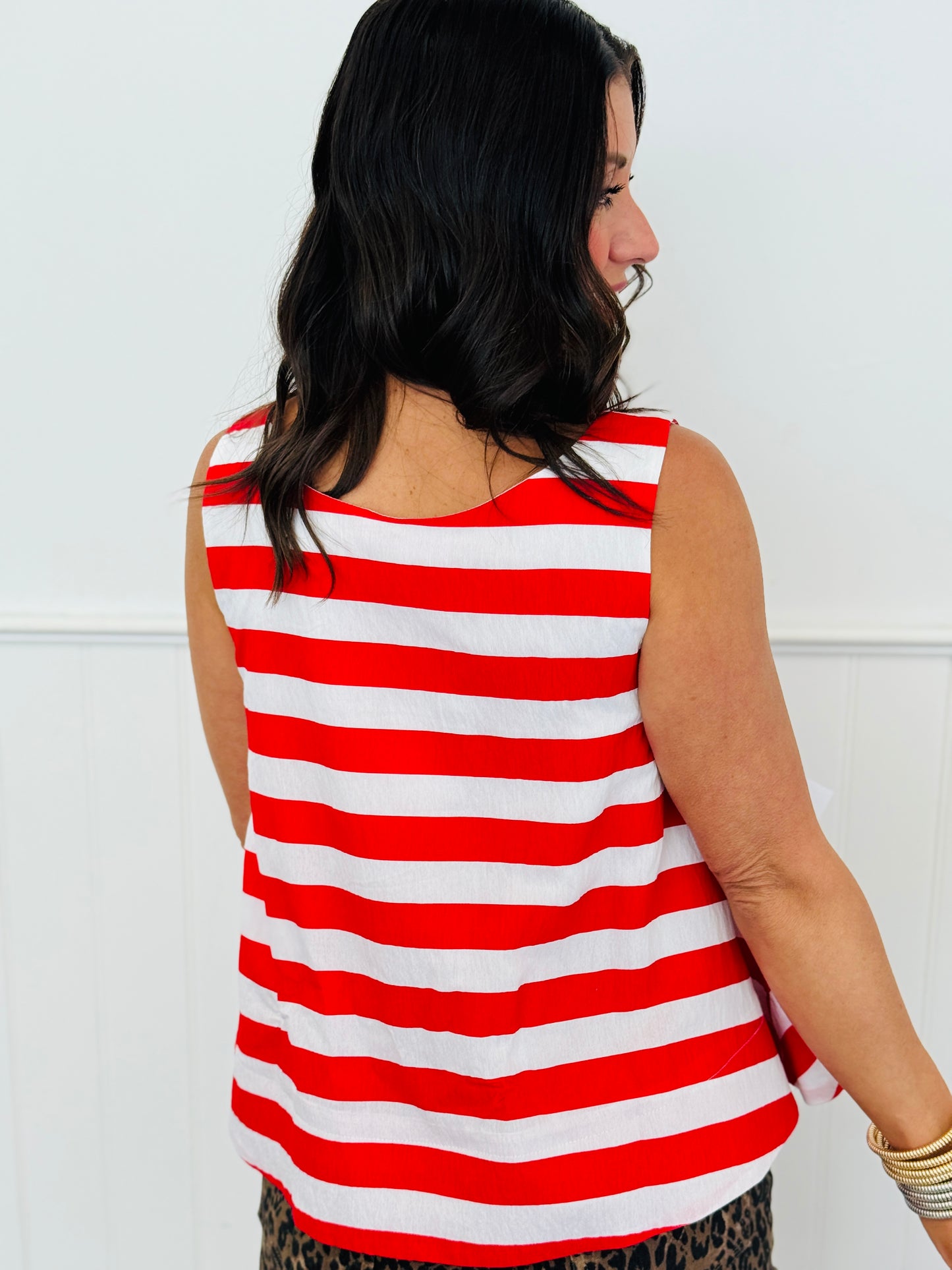 Red/White Stripe Flowy Tank Top (Reg.)