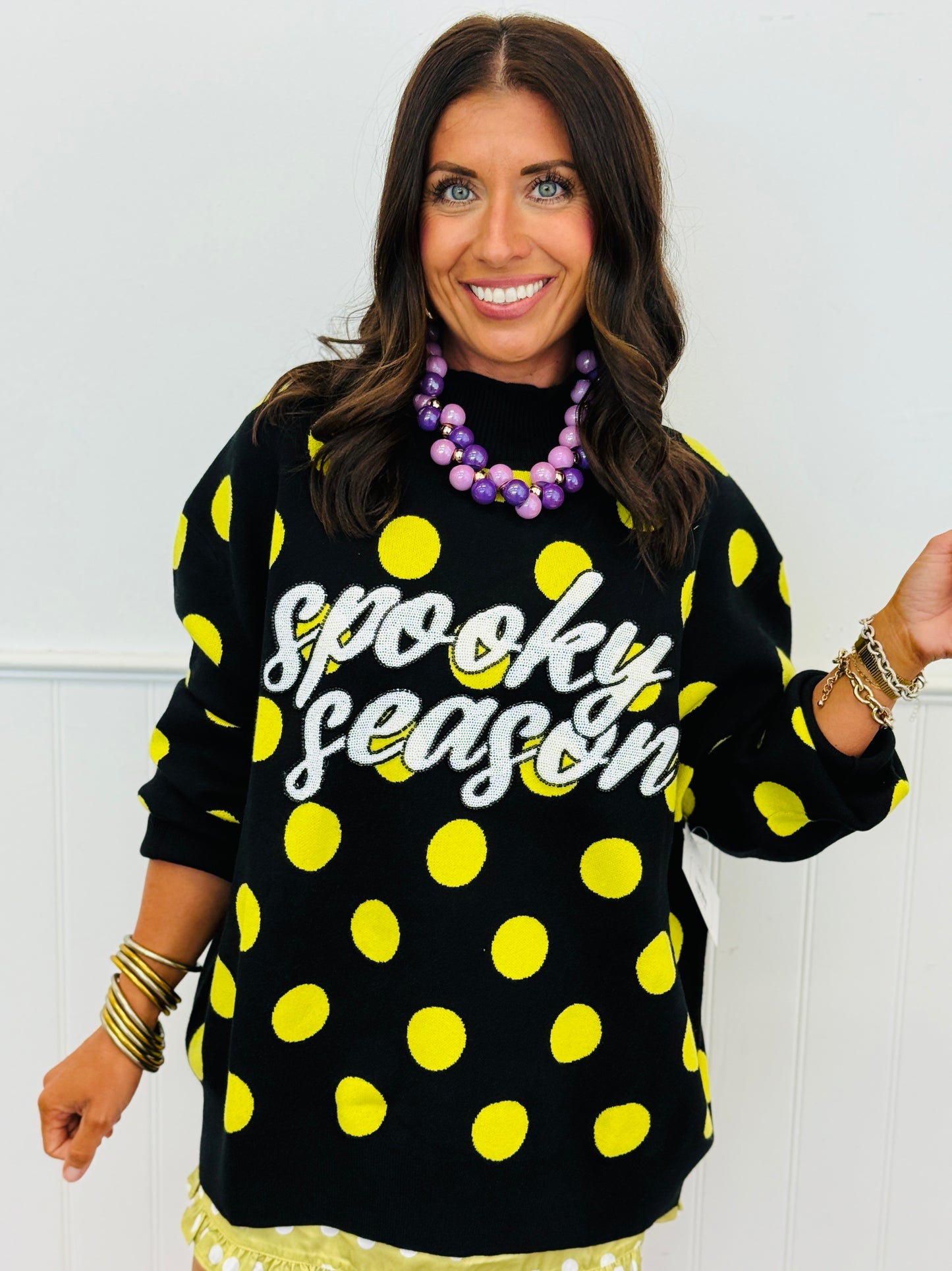 Queen Of Sparkles Black & Green Spooky Season Sweater (Reg. and Plus)