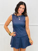 Navy Polka Dot Drop Waist Mini Skort Dress (Reg.)