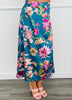 Floral Blossom Satin Midi Skirt (Reg. and Plus)