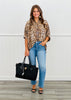 Leopard Sequined Half Sleeve Shirt (Reg & Plus)