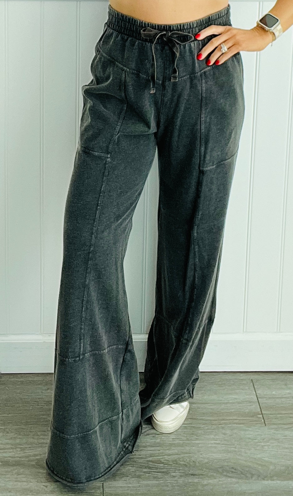 Mineral Washed Full Length Pants (Reg. and Plus) - 4 Colors