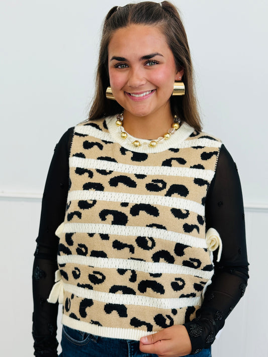 Leopard Stripe Sweater Vest Top (Reg.)