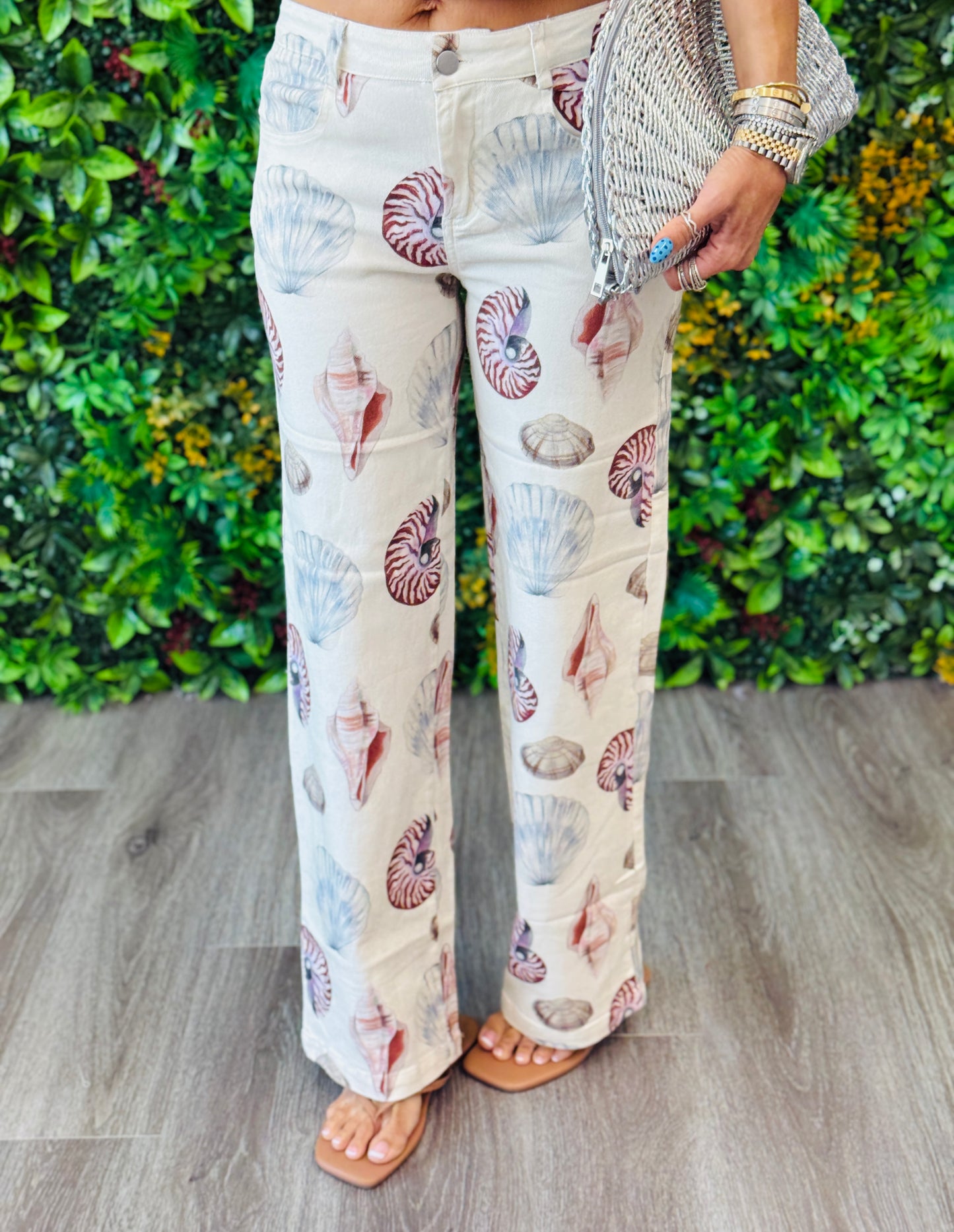 Cream Sea Life Straight Leg Pants (Reg.)
