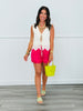 Natural Crochet Trim Sleeveless Front Tie Top (Reg)