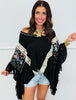POL Black Beauty Lace Flower Accent Top (Reg.)