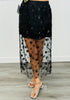 Black Sequined Mesh Midi Skirt (Reg.)