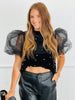 Black Velvet Pearl Studded Top (Reg. & Plus)