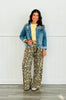 Olive Leopard Print Side Stripe Pants (Reg & Plus)