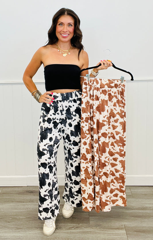 Cozy Cow Print Pants (Reg. and Plus) - 2 Colors