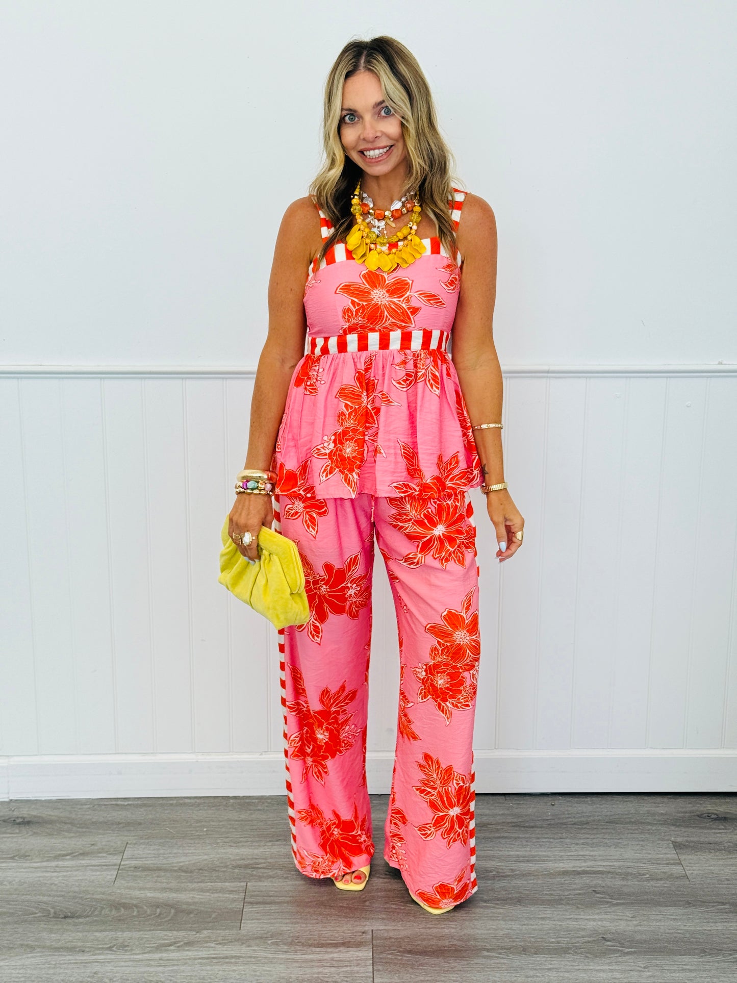 Floral Breeze Contrast Stripe Pants (Reg.) - 2 Colors