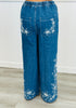 Floral Embroidered Denim Shirt & Pant Set (Reg.)
