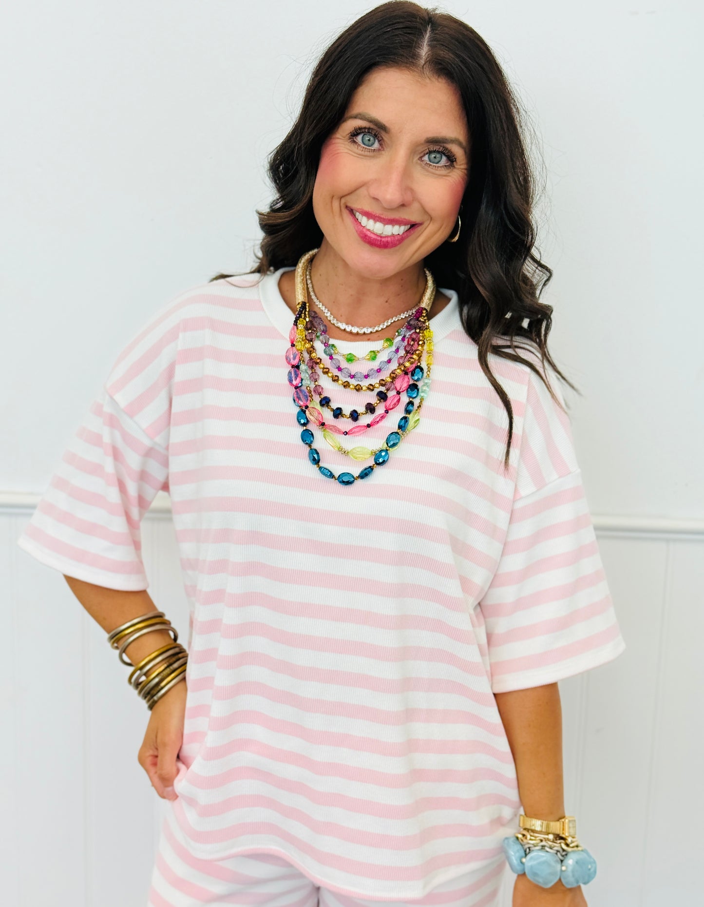 Short Sleeve Striped Top (Reg & Plus)-5 Colors