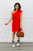 Simple Moment One Shoulder Dress (Reg. & Plus)- 2 Colors