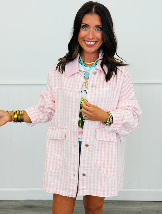 Pink Denim Gingham Barn Jacket (Reg.)