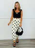 Cream/Black Polka Dot Jogger Sweat Pants (Reg.)