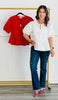 Bow Tie Front Peplum Blouse (Reg & Plus)-2 Colors