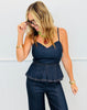 Dark Denim Strappy Peplum Jumpsuit (Reg.)