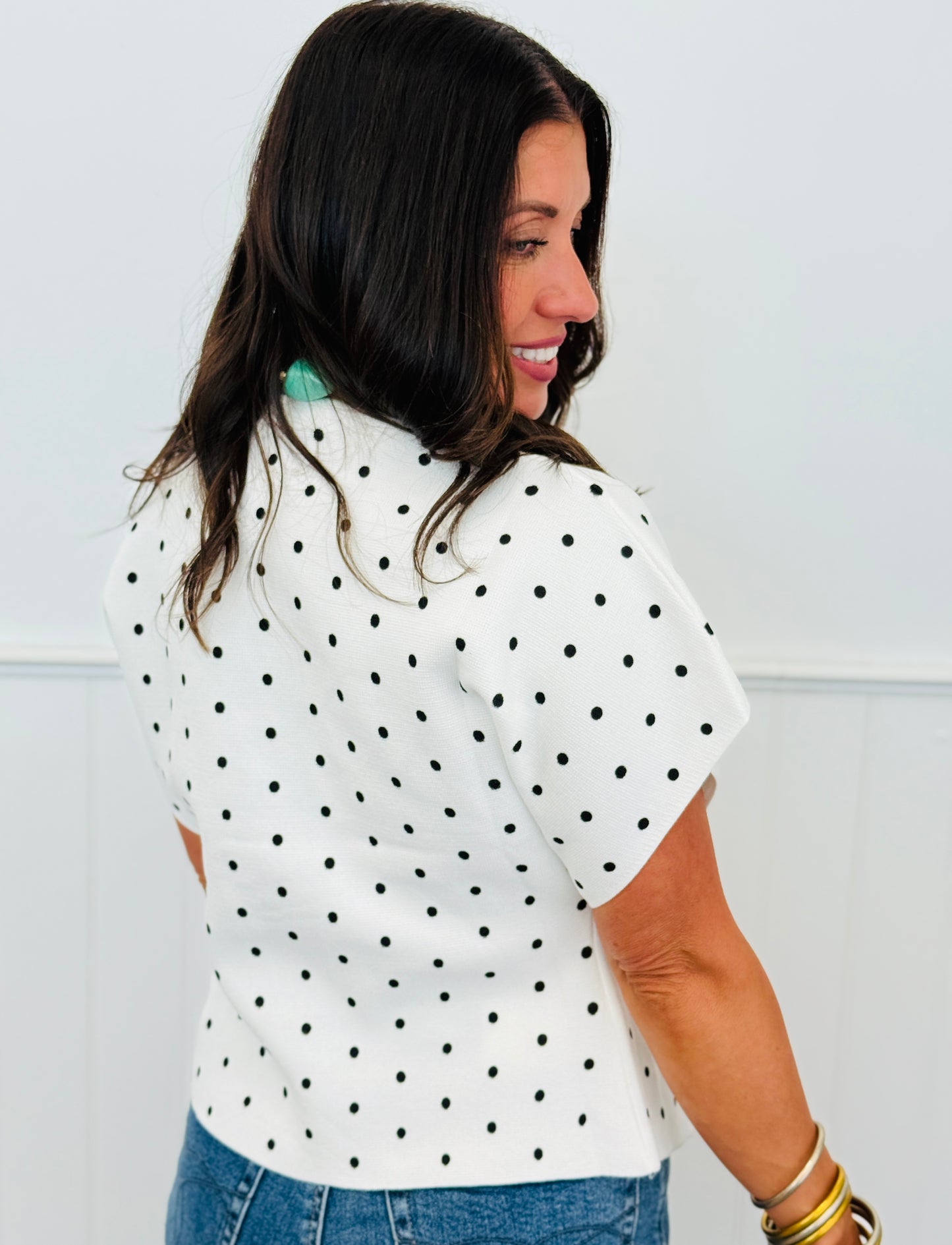 Polka Dot Gold Button Top Remix (Reg.) - 3 Colors