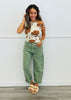 Olive Denim Barrel Pants (Reg.)