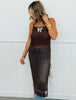 Brown Lace Side Slit Longline Top (Reg.)