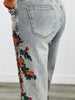 Washed Floral Rhinestone Embroidery Pants (Reg.)