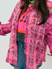 Pink Plaid Multi Crystal Shacket (One Size)