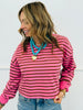 Pink/Brown Stripe French Terry Top (Reg.)