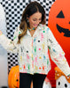 Queen Of Sparkles Beige Multi Skeleton Button Up Top (Reg. and Plus)