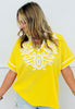 Yellow Baroque Applique Crinkle Top (Reg.)