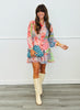 Blush Multi Floral Print Mini Shirt Dress (Reg & Plus)
