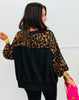 Brown Contrast Leopard Sweatshirt (Reg & Plus)